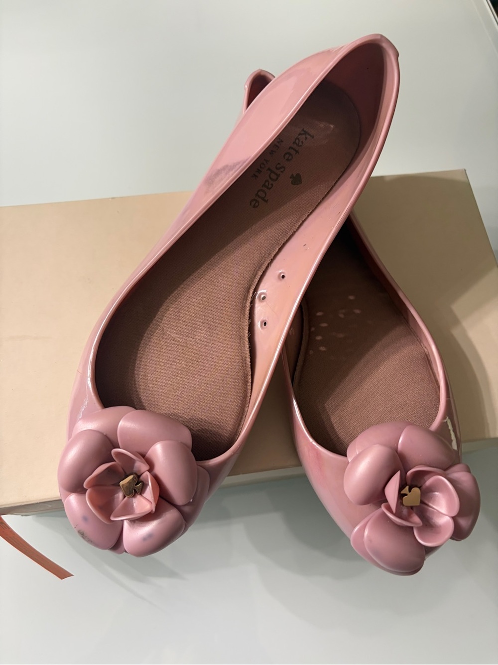 kate spade Pink Floral Jelly Ballet Flats 9 - Picture 2 of 8